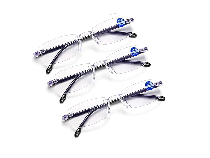 Pack of 1/2 Or 3 Rimless Blue Cut Reading Glass Single Vision Power Eyeglass-image-38