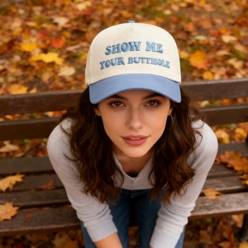 Show Me Your Butthole Funny Trucker Hats Embroidered Vintage Snapback Hat for Women and Men Gag Gifts Baseball Cap