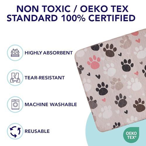 Image of PUPIBOO Washable Pee Pads for Dogs and Cats - Super Absorbent Reusable Puppy Training Pads - 100% Waterproof, Leak-Proof & Non-Slip Whelping Pads for Pet Housebreaking