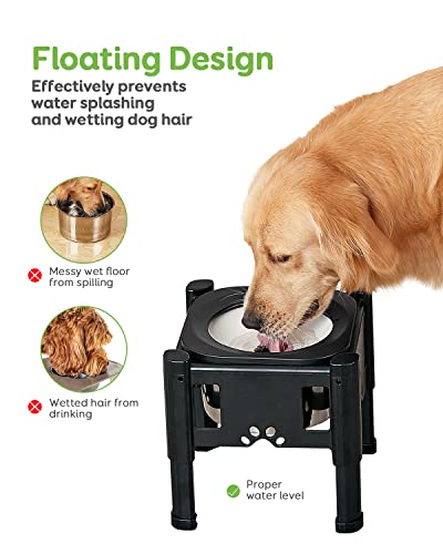 Pawque Raised Dog Bowl, Elevated Dog Bowls, Raised Slow Water Feeder Bowls 2.3L Stand with Adjustable 3 Heights (6.1", 7.7" - Image 4