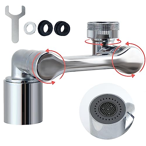 1080° Grifo de Extensión de Accesorio, Multifuncional Giratorio Extensor de Grifo con Aireador Ajustable de 2 vías, Extensión de Grifo con Aireadores para Baño y Cocina