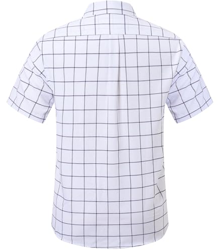 Image of SANGTREE Men & Boy Striped Multicolor Oxford Cotton Shirt,Comfortable Fit,Short Sleeve Collared Shirt