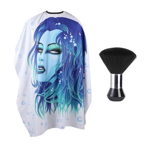 YELEGAI Professional Hair Cutting Cape with Neck Duster Brush, Large Size Salon Barber Cape for Men, Women and Kids(Barber Supplies Pattern)
