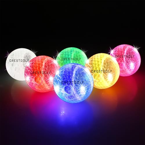 Kofull LED Golfbälle bunt golfbälle Leuchtend Golf trainingsbälle für Nachttraining, leuchtende Golfbälle für Distanztraining, 6 Stück, (pink/blau/rot/grün/weiß/Gelb)