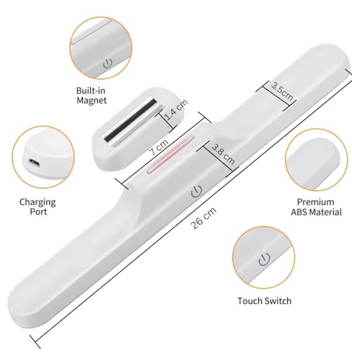 Image of Slim LED Under Cabinet Lights with Curved Edge, 3-Color Dimmable Modes, 1200mAh Battery, USB Rechargeable Magnetic Mount LED Light Bar for Kitchen, Closet, Wardrobe & Bedroom Lighting