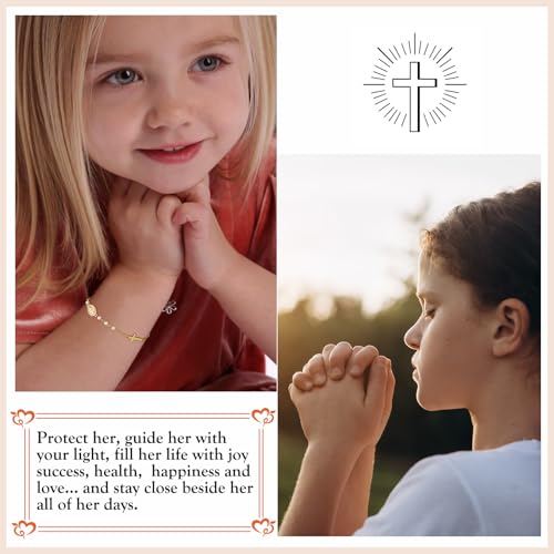Catholic Bracelets Gifts for Women Girls, Pearl Rosary Beads Virgin Mary Cross Charm Bracelet Confirmation First Communion Baptism Religious Christian Jewelry Gift2