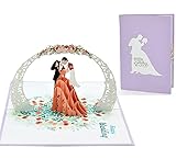 ETA 3D Wedding Pop Up Cards with Bride and Groom Dancing, 3D Greeting Card for Wedding Party,...