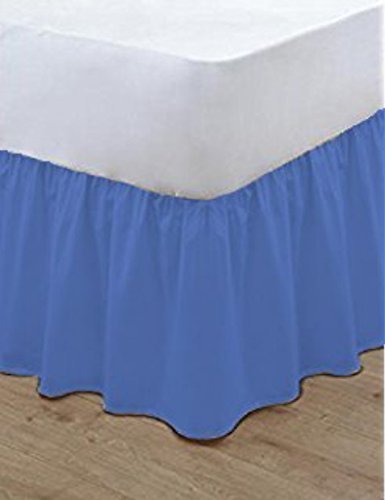 Gold Star Bedding Plain Dyed Poly Cotton Soft Frilled Base Valance Sheets Bed Sheets Covers (Mid Blue, Single)