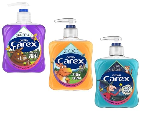 Carex Handwash Kids FUN Edition 3 x 250 ml Liquid Hand Wash Kills Bacteria Gruffalo, Zog, Room on the Broom