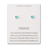 Philip Jones Synthetic Turquoise Heart Stud Earrings with Quote Card