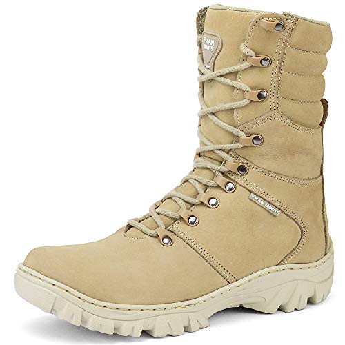 Bota Coturno Para Seguranças Policia Militar Cano Curto e Médio (40, AREIA-CANO-MÉDIO)