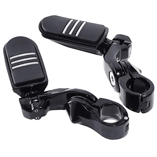TCMT Highway Pegs Fußrasten 32 mm Universell Schwarze Fussrasten Passend für Harley Electra Road King Street Glide Touring Modell, kurz, abgewinkelt
