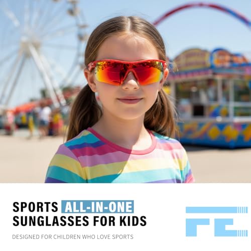 Image of FEISEDY Kids Polarized Sports Sunglasses, TR90 UV400 Baseball Cycling