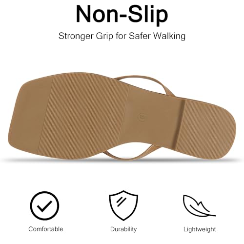 Image of Flip Flops for Women Comfortable Square Toe Casual Beach Sandals Summer Outdoor and Everyday Wear