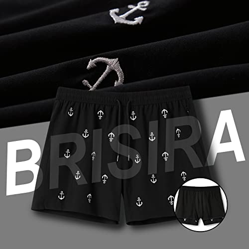 Image of BRISIRA Mens Swim Trunks Swim Shorts Quick Dry 5 inch Inseam Beach Shorts with Compression Liner and Zipper Pocket