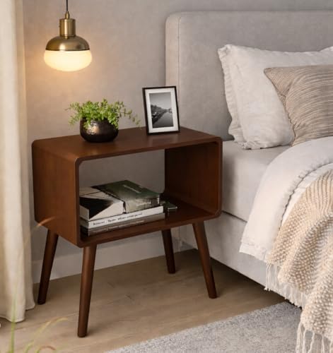 Image of Brown Art SHOPPEE Bookcase Nightstand, End Table,Bed Side Table for Small Spaces Magazine Stand with Storage Engineered Wood Wooden Bedside Table, Coffee Table, Living Room /Bedroom (Full Brown)
