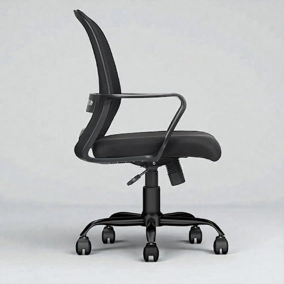 Image of Ergonomic Office Chair with Breathable Mesh Back | Adjustable Height, Padded Seat, Lumbar Support, 360 Swivel, Smooth Rolling Casters, Modern Computer Desk Chair for Home & Office (Black)