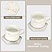 6 Pack Cute Marble Absorbent Stone Coaster Set with Holder Cool Cork Coster Modern White Ceramic Coasters Bar Desk Cup Drink Coasters Funny Coffee Table Decor Kitchen Unique Coster posavasos