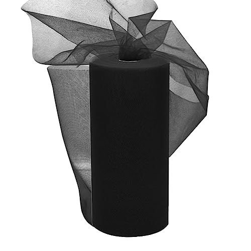 EUBSWA Rouleau de Tulle Noir 30cm x 92M, Jupe de Table Tulle Mariage Décoration pour Chemin de Table Bricolage Artisanat Fête Déco