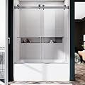 UNIKOO 56"- 60" W×66 H Frameless Stainless Steel Bypass Shower Door in Space Gray with 3/8" (10mm) Certified Tempered Clear Glass. The Royal Series UKD01-6066-SG