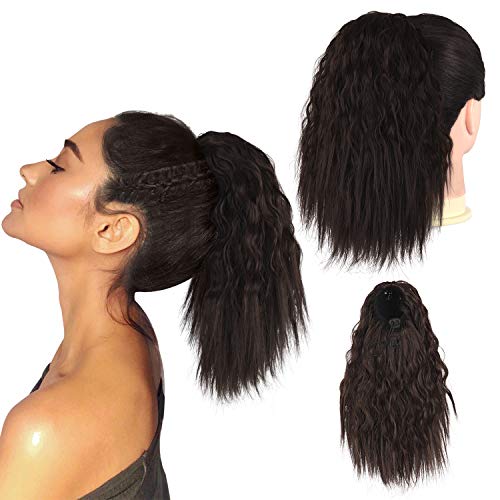 Sidaila Short Ponytail for Black Women, Drawstring Ponytail Curly Hair Extension Synthetic Pony Tails Corn Wave Ponytail HairPieces for African American Women (2/33)