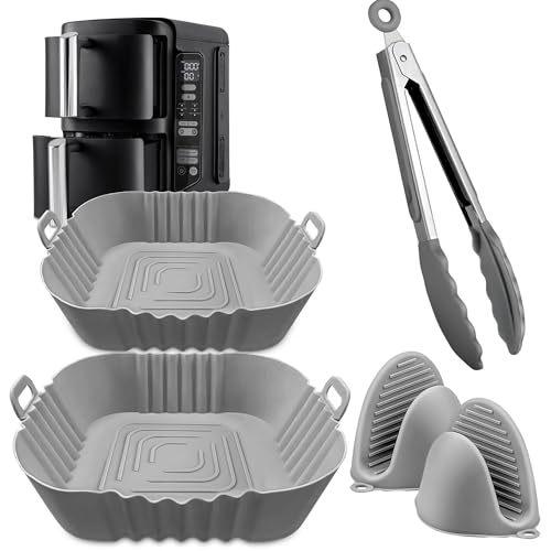 Air Fryer Accessories for Ninja Double Stack 7.6L Air Fryer SL300UK: Set Includes Dual Silicone Liners for SL300UK Air Fryer, Silicone Gloves, Tongs, SL300UK Liners by FryEasy