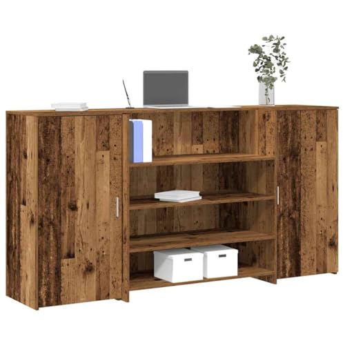 Kangardius Mesa de recepción de 200 x 50 x 103,5 cm, con estante y estante para oficina, secretario, oficina en casa, trabajo, PC y configuración ergonómica