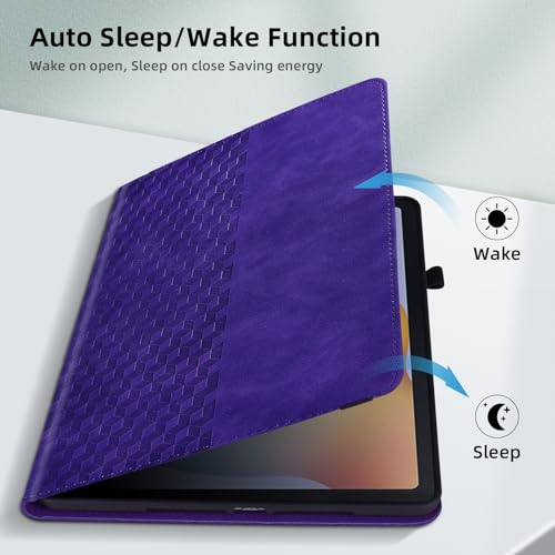 Varohix Case for Samsung Galaxy Tab S10+ Plus 2024 / S9 FE+ Plus/ S9+ Plus 12.4 Inch 2023 Magnetic Multi-Angle Leather Folio Stand Shell Folio with Card Holder Galaxy Tab S9+/S9 FE+ - Purple by Varohix - Used condition - Image 3