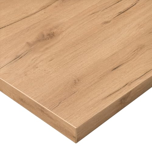 POKAR Tischplatte 140x80 cm | Schreibtischplatte 25 mm Stärke | Ideal für höhenverstellbare Schreibtische und Esstisch | Robuste und Langlebige | Made in Europe | Golden Craft Eichen