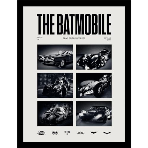 Image of BATMAN 1989 Batmobile Framed Poster (40cm x 30cm) (Black/White)