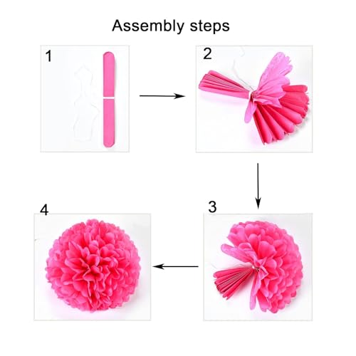 Image of 12pcs Black Paper Pom Poms Decorations for Party Ceiling Wall Hanging Tissue Flowers Decorations - 1 Color of 12 Inch, 10 Inch