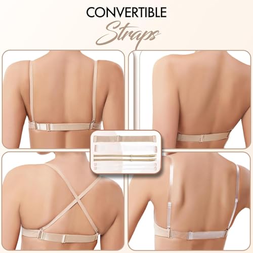 Zenmarkt Nude Dance Bra - Backless Ballet Bra with Clear Straps, High Elasticity, Non-Slip, Silicone Pads for Girls, Women4