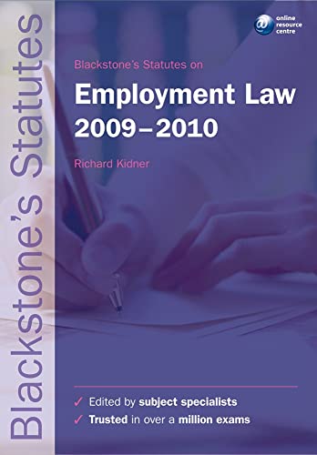 Blackstone's Statutes on Employment Law 2009-2010 (Blackstone's Statute Book Series)