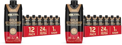Image of Optimum Nutrition Gold Standard Protein Shake,24g Protein,Ready to Drink-Protein Shakes,Gluten Free,Cafe Latte,11 Fl Oz,(Pack of 24)