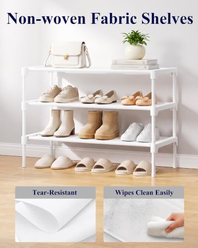 Kitsure-Shoe-Rack-Non-Woven-Shoe-Rack-Shelf-Shoe-Organizer-for-Closet-Entryway-Garage-Corridor-Stackable-Shoe-Shelves-275-Wide-3-Tier-White-Shoe-Organizer-for-Closet-Entryway-Garage-Stackable-Shoe-She