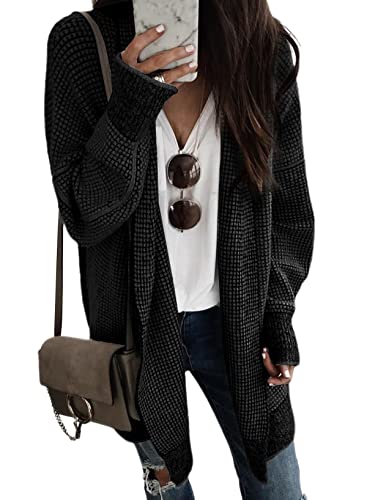Image of Sidefeel Cardigan Sweaters for Women 2026 Fall Outfits | Soft Cozy Warm Cardigans, Checkered Long Sleeve Open Front, Chunky Knit Oversized Sweater Coats, Casual Office Wear