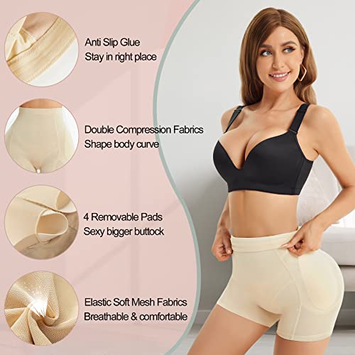 Zopeusi Butt Lifter Padded Underwear For Women Hip Pads Enhancer Shapewear Shorts Seamless Tummy Control Panties… Beige #TOP4