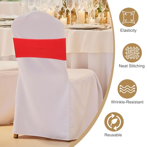 PATIKIL Premium Spandex Chair Sashes Bows, 50 Pcs Elastic Stretch Chair Cover Band Ties with Slider Buckle for Birthday Party Banquet Wedding Decoration, Pink by PATIKIL - Image 4