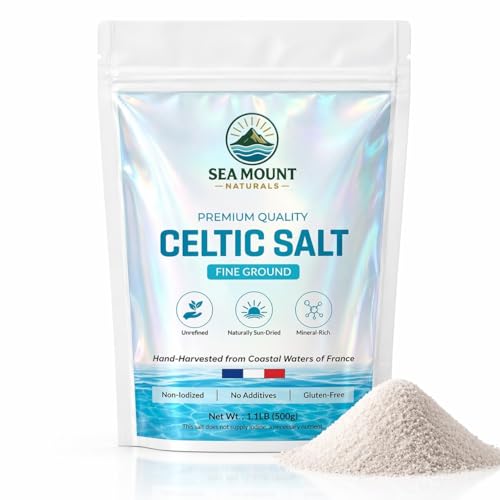 Celtic Salt Fine Ground, 1.1 lb (18oz) | Rich in 82 Essential Minerals I Unrefined French Sea Salt Organic Mineral Salt I 100% Natural & Hand-Harvested Vital Minerals Sal Celtica - Sea Mount Naturals