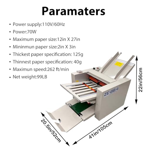 JARYANNIX Automatic Paper Folding Machine with 4 Folding Trays, Max Speed 262 ft/min, Max Folding Size 12’’ X 27’’, High Speed Paper Folder, Adjustable Speed with Automatic Paper Counting