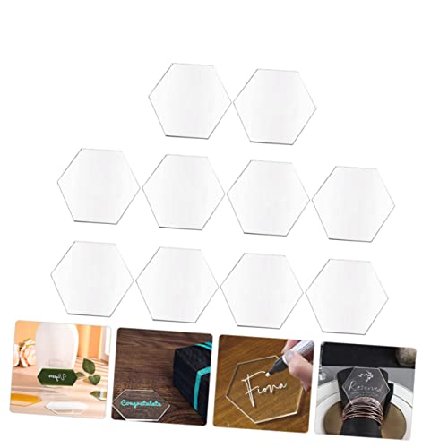NUOBESTY 20 Unidades Chapa Acrílica Placas Acrílicas Hexagonais Sinal De Nome De Convidado Diy Arte