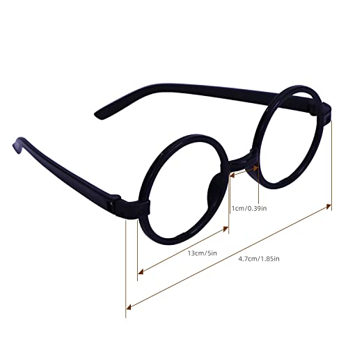 Shangbai Round Glasses Frame No Lenses,Plastic Wizard Glasses Costume Glasses For Costume Party Supplies Halloween Cosplay For Kids (Black, 12 Pack) #TOP3