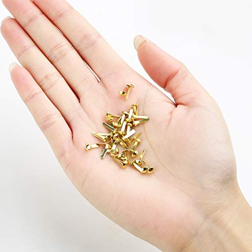 200 Pcs Split Pins, Metal Paper Fasteners Mini Brads, 4.5mm x 8mm Round Scrapbooking Brads Split Pins with Storage Box for Paper Craft DIY Stamping Scrapbooking (Gold)