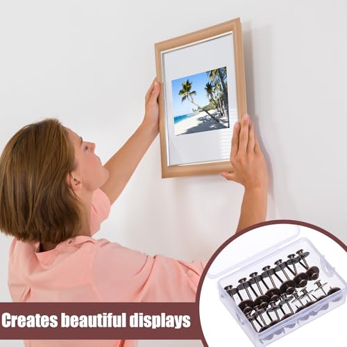 Image of Zhengmy 40 Pcs Double Headed Picture Hangers Nails 4 Size Long Thumb Tacks Wall Nails for Hanging Pictures Decorative Push Pins Hooks for Drywall Photo Office Home Decor, 20 /30 / 40 / 50lb (Copper)