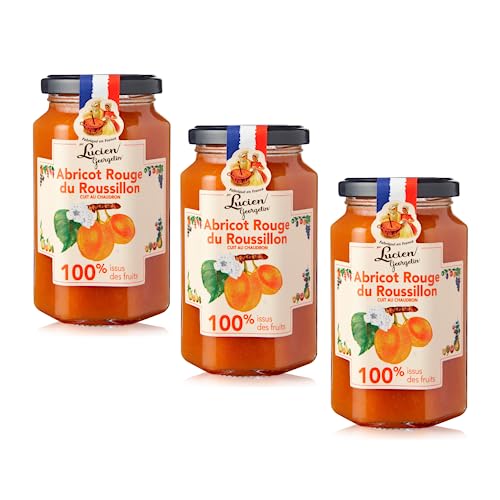 Georgelin | Mermelada de Albaricoque 100% Azúcar Fruta | Mermelada de Albaricoque Cocida en Caldero de Cobre - 3 Frascos de Vidrio | Mermelada de tarta de albaricoque