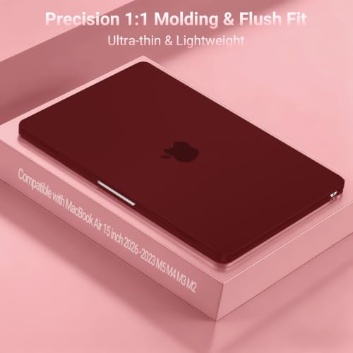Image of MOSISO Compatible with MacBook Air 15 inch Case M5 2026 M4 M3 M2 2025-2023 | A3448 A3241 A3114 A2941, Protective Hard Shell Case&Puffy Sleeve Bag&Keyboard Skin&Webcam Cover&Screen Film, Burgundy