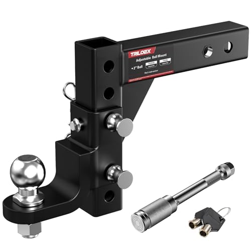 Adjustable Trailer Hitch Ball Mount, Fits 2' Receiver, 2' Tow Ball, 9-1/2' Drop&8-1/4' Rise, 7500lbs Heavy Duty Hitch with Screw-in Locking Pin