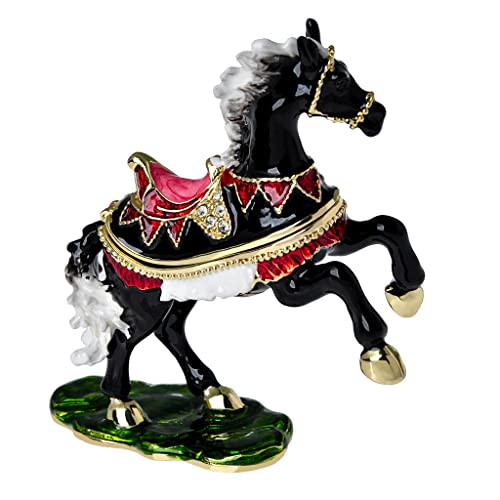 FJ FENGZHIJIE Golden Crystal Enameled Horse Jewelry Box | Hand-Painted