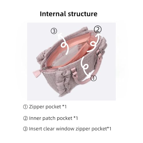 Image of Ita Bag Pins Display Single Shoulder Crossbody Bag Ruffles Bow Purse and Handbag for Women Nylon Tote Bag with Insert (Pink)