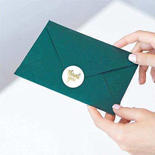 Thank You Label Sticker 1.5" Round, 500 Labels Per Roll, Thank You Sticker For Birthday, Wedding, Gift, Bridal Shower Gold (White/Gold) #TOP6